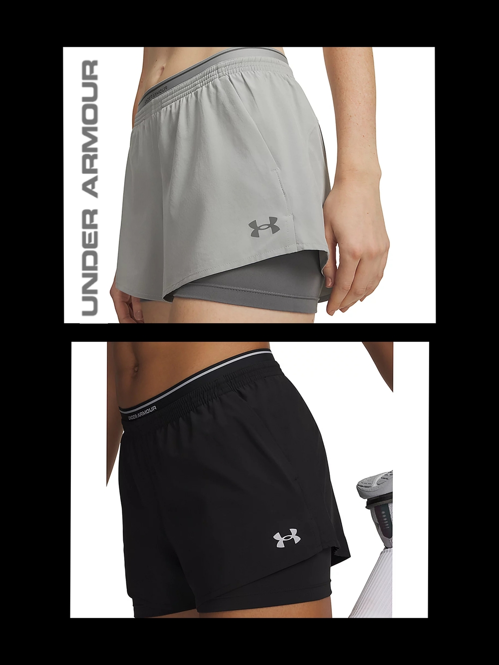 NWT Under Armour Vanish Woven 2in1 Shorts 3" Bundle- BLACK & LIGHT GREY